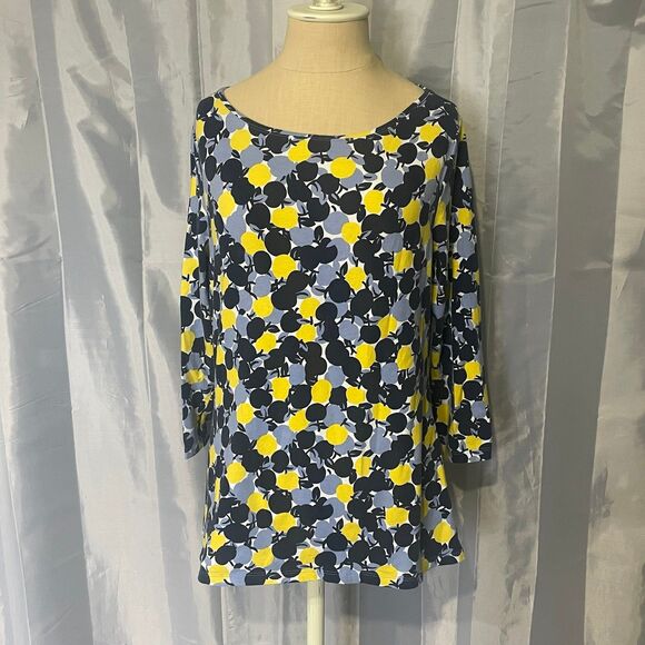 Talbots Tops - Talbots Tee Top Women's M Blue Apples Print Scoop Neck Long Sleeve